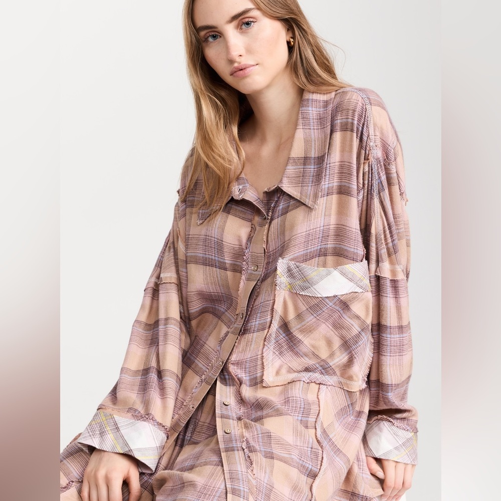 Free People Fallin’ For You Flannel Sleep Shirt